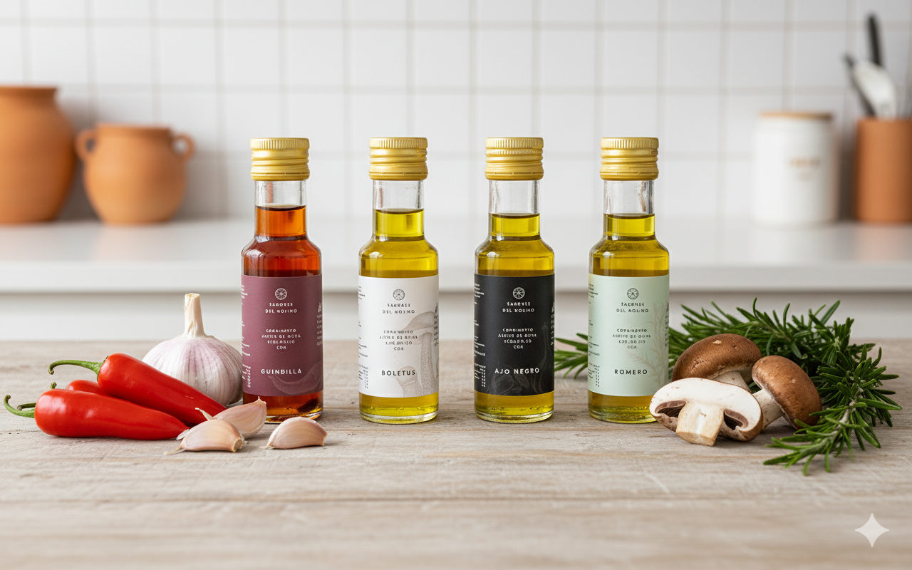 Pack Sabores del Molino – AOVE Ecológico Macerado (4×25 ml)